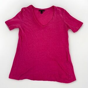 Banana Republic Womens Linen T Shirt Size Small Pink‎ V Neck Short Sleeve 100%